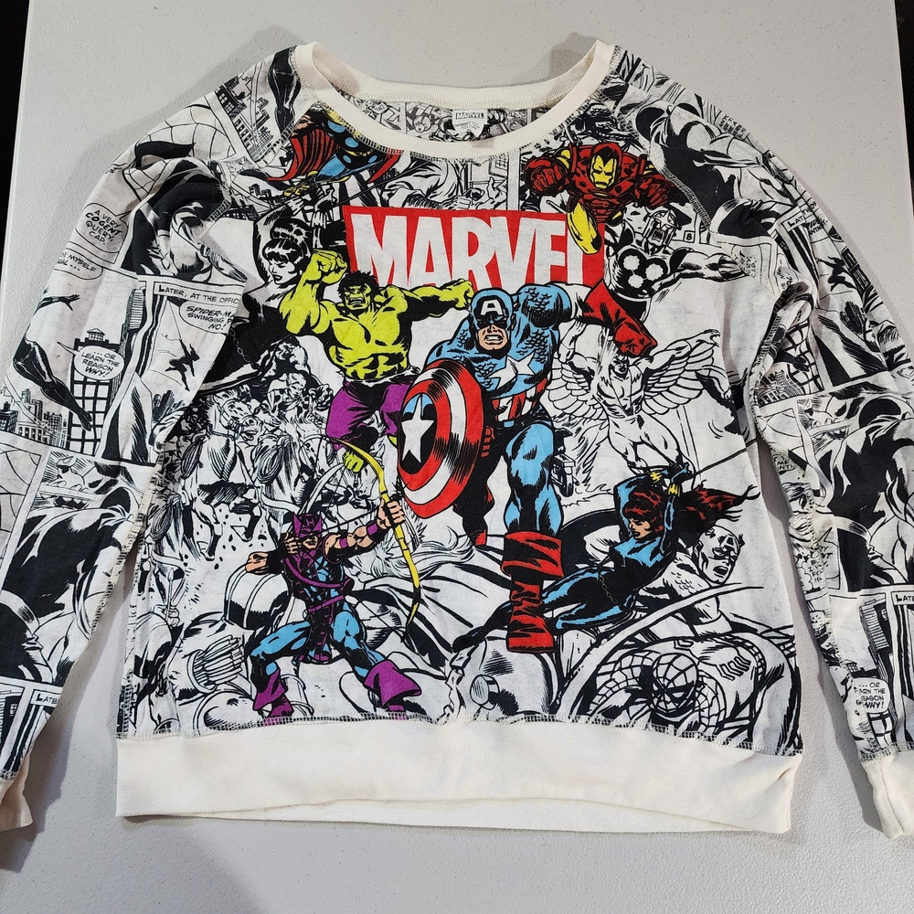 Marvel Kids Comic Print Sweatshirt - White, Red, Green, Blue